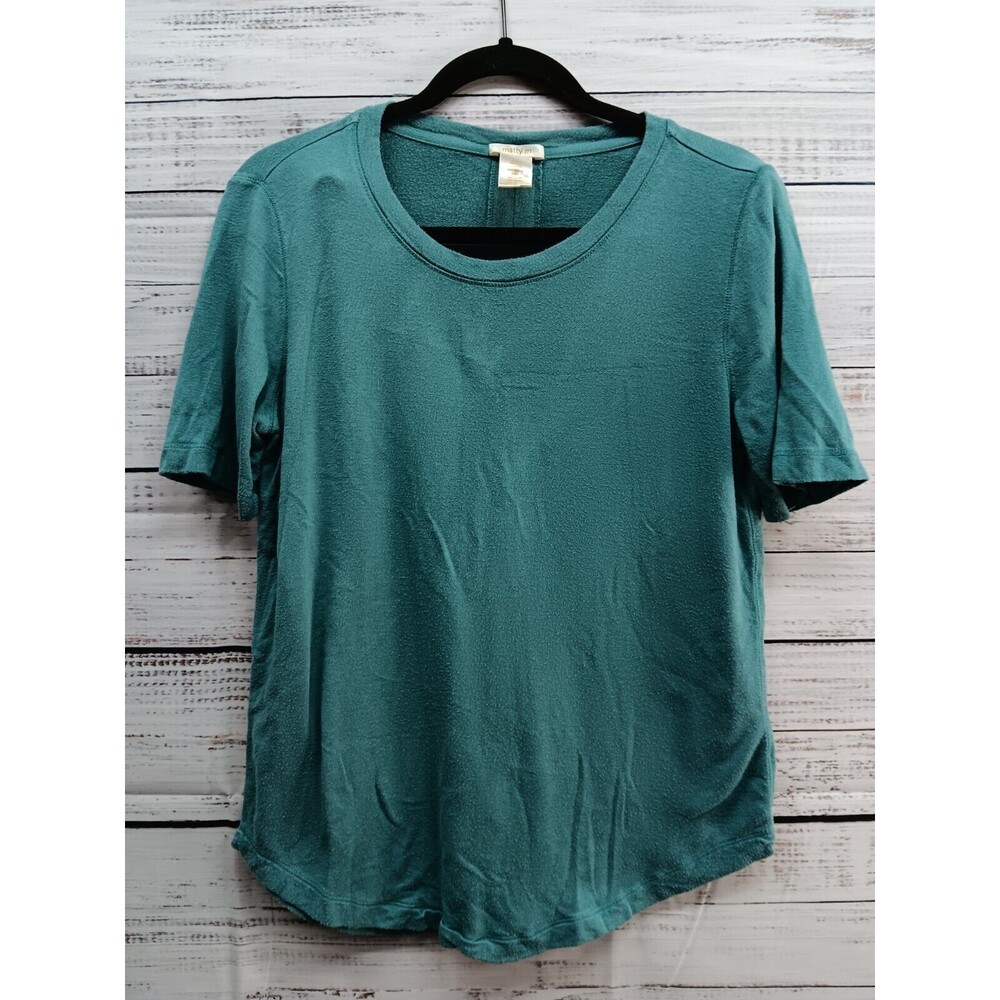 Matty M Top Women's Small Blue Round Neck Short Sleeve